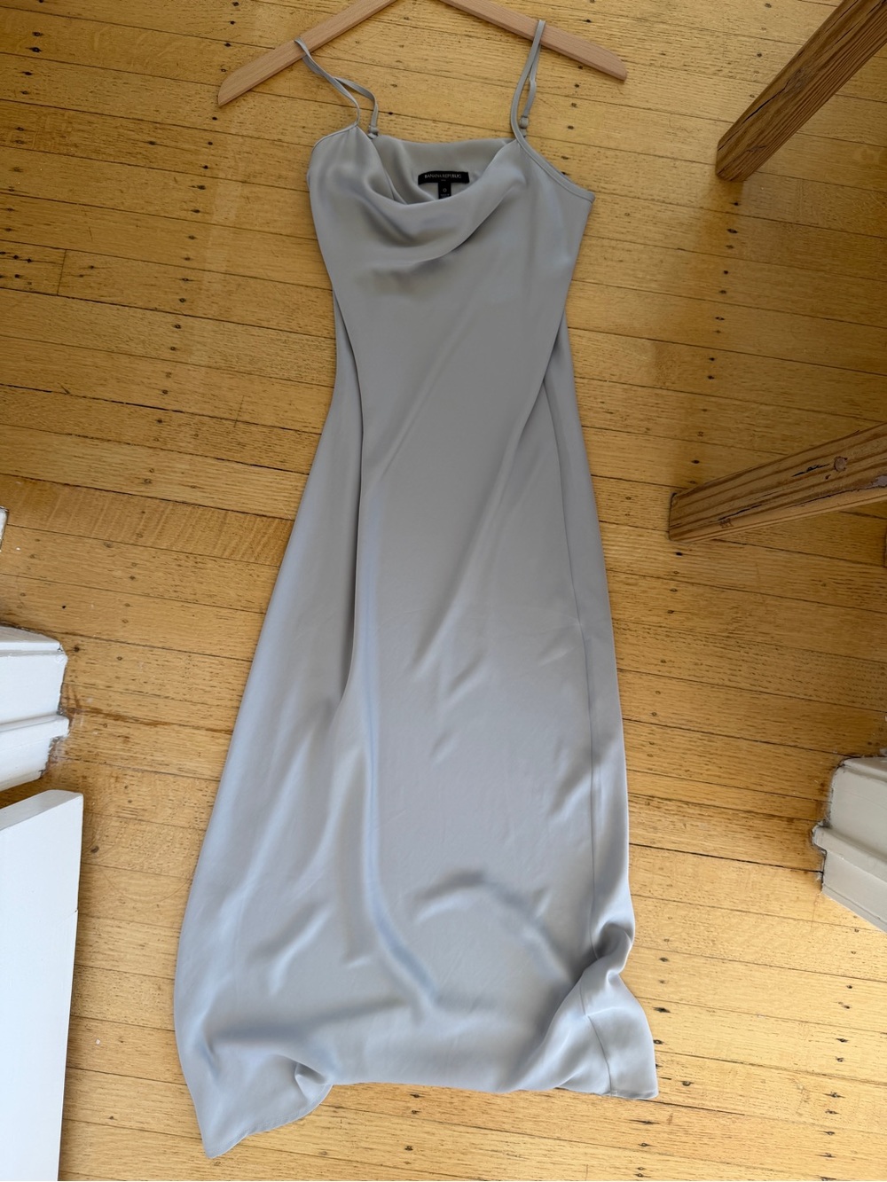Banana Republic Light Gray Cowl Neck Maxi Slip Dress